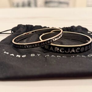 Marc Jacobs Black and Silver Logo Bangles